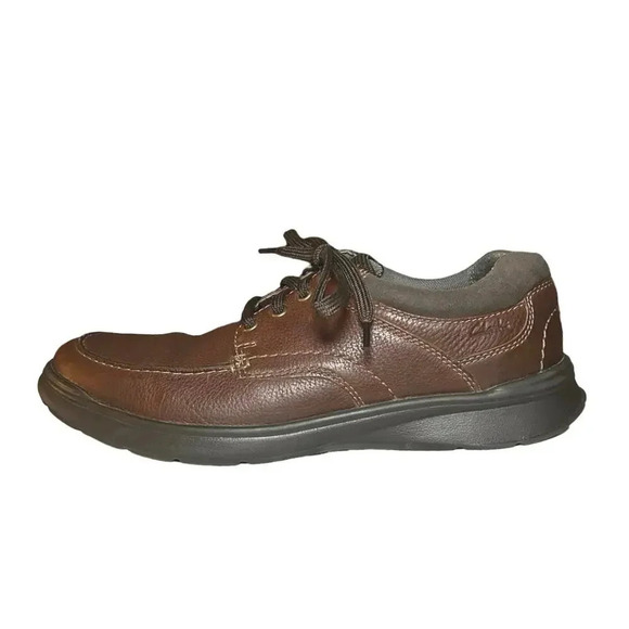 Clark’s Men’s Bradley Vibe Tan Tumbled Leather Shoes Brown Size 10 - Picture 4 of 9
